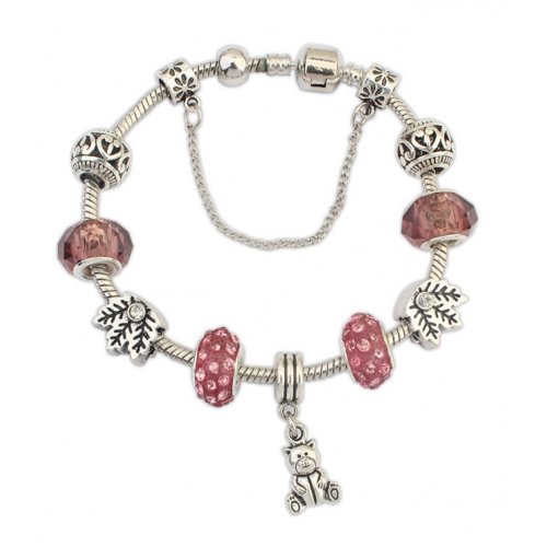 Bratara placat argint tip pandora ursuleti 