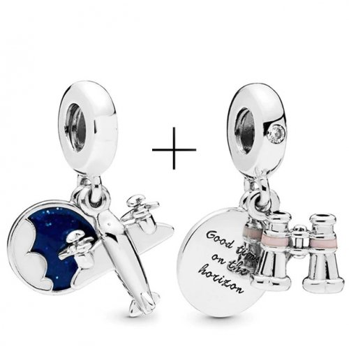 Talisman argint tip Pandora avion si binoclu Talisman argint tip Pandora avion si binoclu