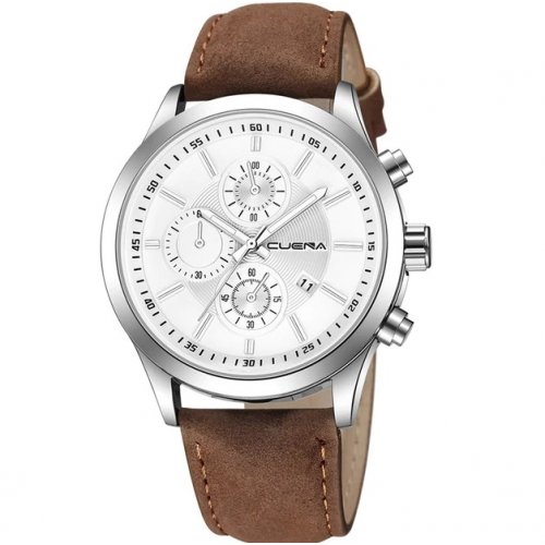 Ceas barbati Alpha Business Class piele, maro alb Ceas barbati Alpha Business Class piele, maro alb